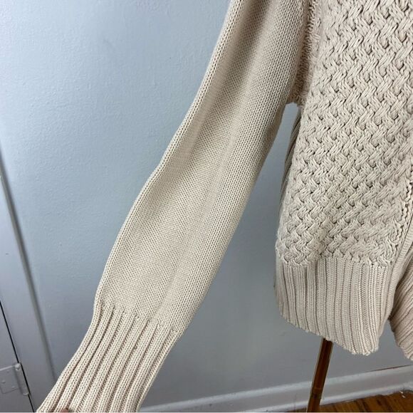 Vtg Chelsea Studio Womens XL Cream Chunky Cable Knit Cardigan Zip Up Cabin Comfy - Picture 10 of 12